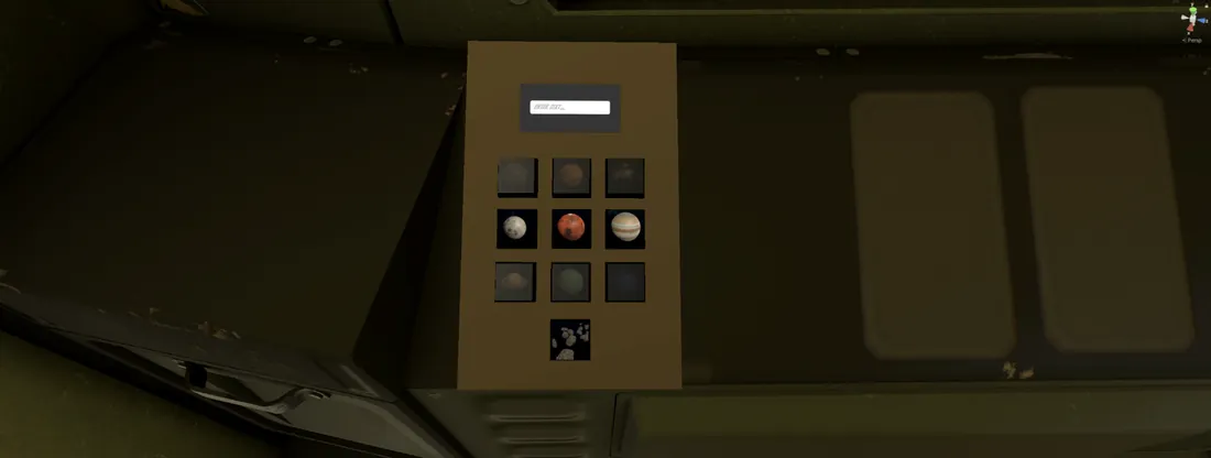 Pavé de boutons du cockpit, chacun portant l’image d’une planète.